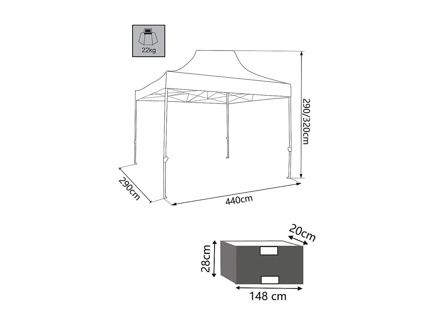 Gazebo pieghevole 3x4,5 mt qualità professionale in acciaio richiudibile per sagre e fiere / Default Title