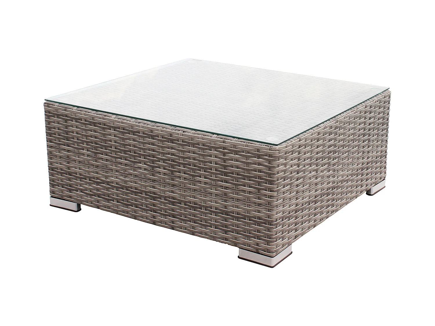 MilaniHome.it - tavolino per salotto modulare da esterno in alluminio e wicker di design per esterno giardino cm 73 l x 68 p x 30 hdi coloreGrigio
