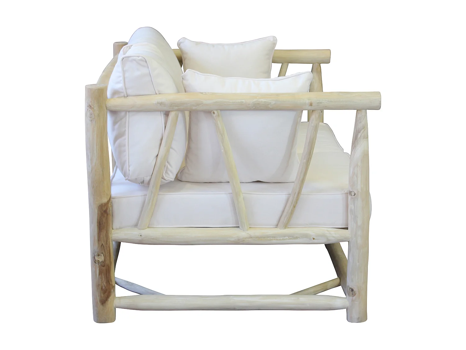 MilaniHome.it - divano da 2 posti da esterno in teak di design per esterno giardino cm 131,5 l x 92 p x 77 hdi coloreBianco