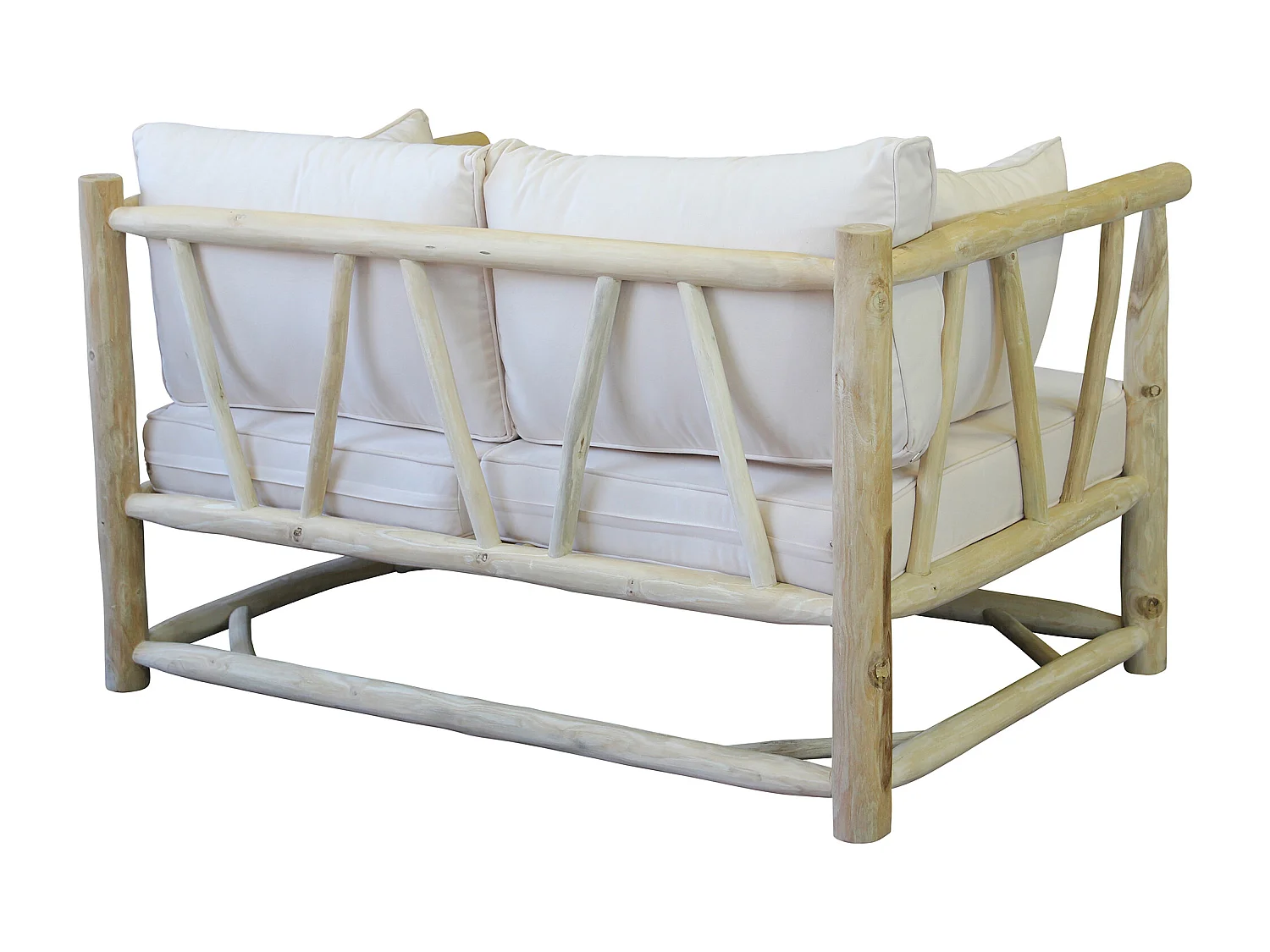 MilaniHome.it - divano da 2 posti da esterno in teak di design per esterno giardino cm 131,5 l x 92 p x 77 hdi coloreBianco