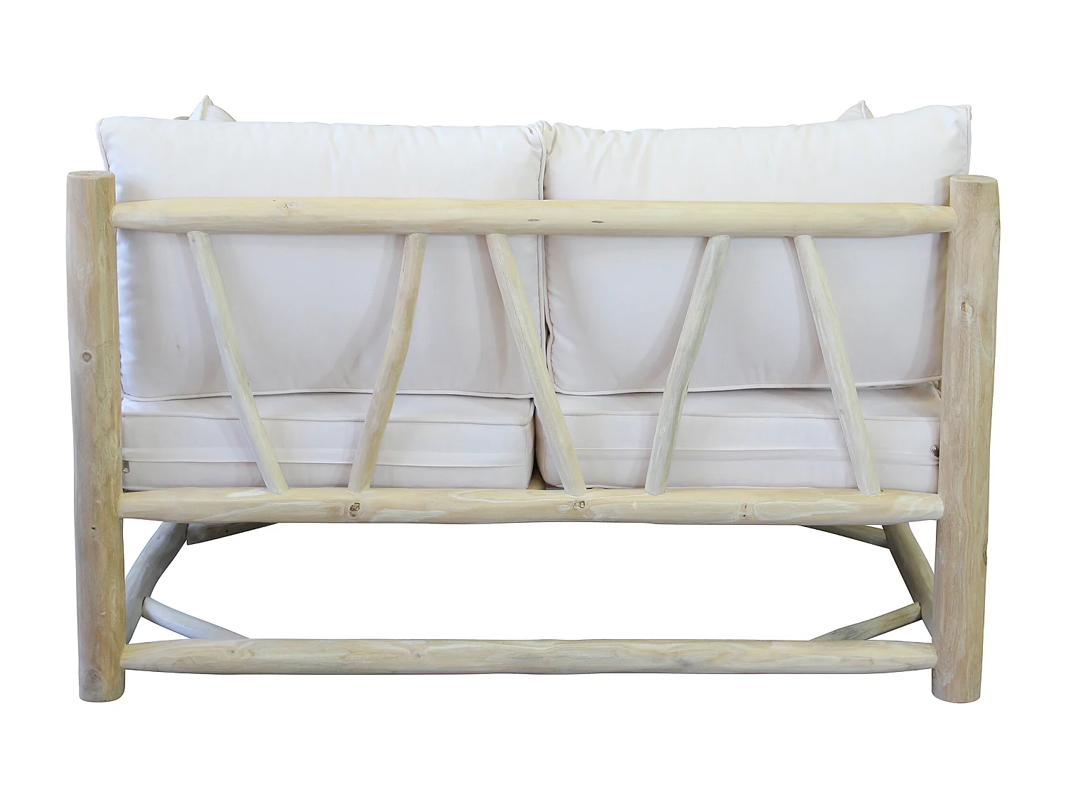 MilaniHome.it - divano da 2 posti da esterno in teak di design per esterno giardino cm 131,5 l x 92 p x 77 hdi coloreBianco