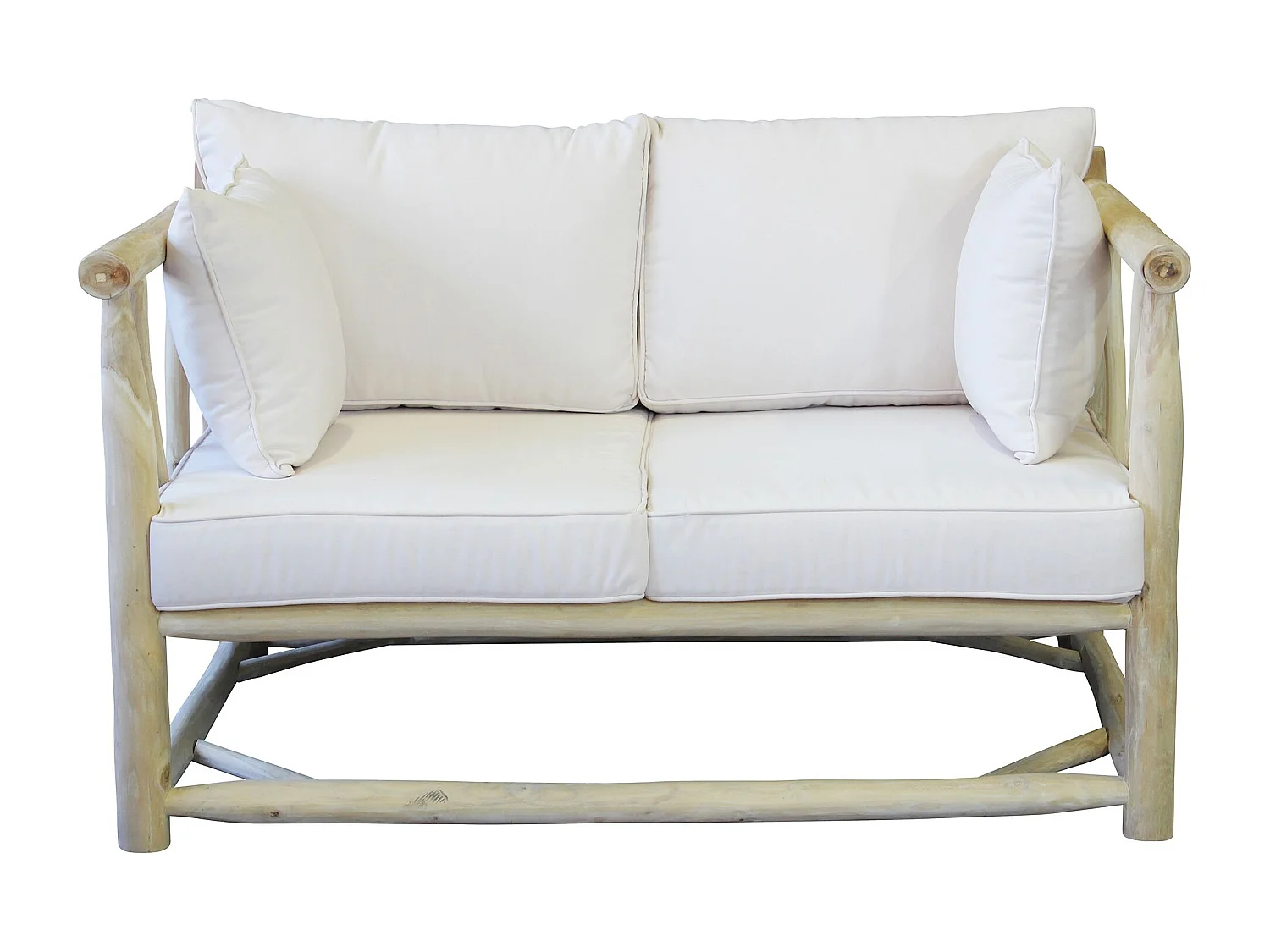 MilaniHome.it - divano da 2 posti da esterno in teak di design per esterno giardino cm 131,5 l x 92 p x 77 hdi coloreBianco