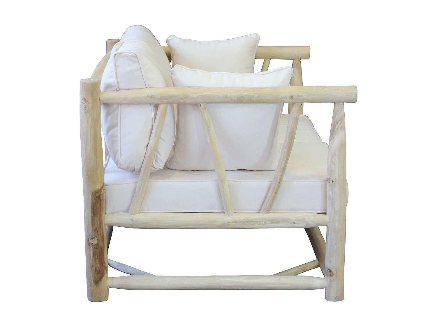 MilaniHome.it - divano da 2 posti da esterno in teak di design per esterno giardino cm 131,5 l x 92 p x 77 hdi coloreBianco