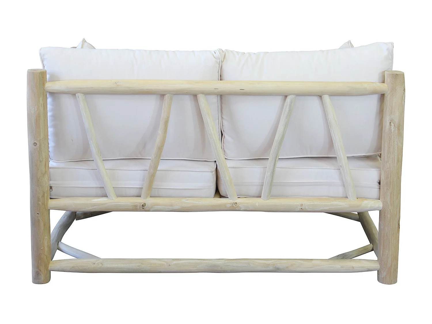 MilaniHome.it - divano da 2 posti da esterno in teak di design per esterno giardino cm 131,5 l x 92 p x 77 hdi coloreBianco