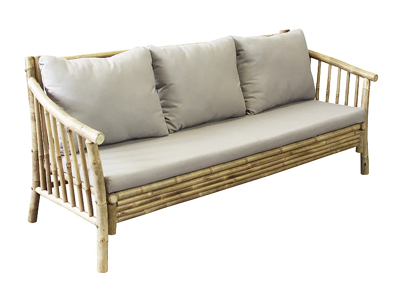 MilaniHome.it - divano da giardino in bamboo di design per esterno giardino cm 195 l x 67 p x 80 hdi coloreGrigio