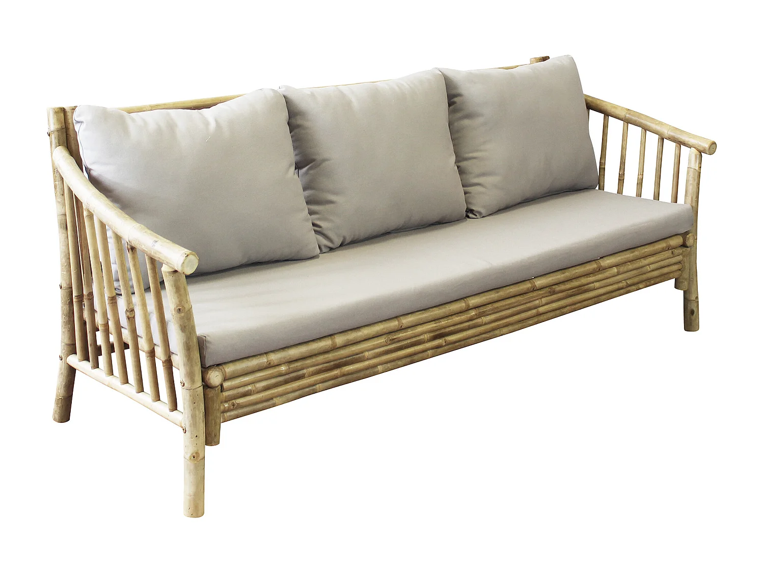 MilaniHome.it - divano da giardino in bamboo di design per esterno giardino cm 195 l x 67 p x 80 hdi coloreGrigio