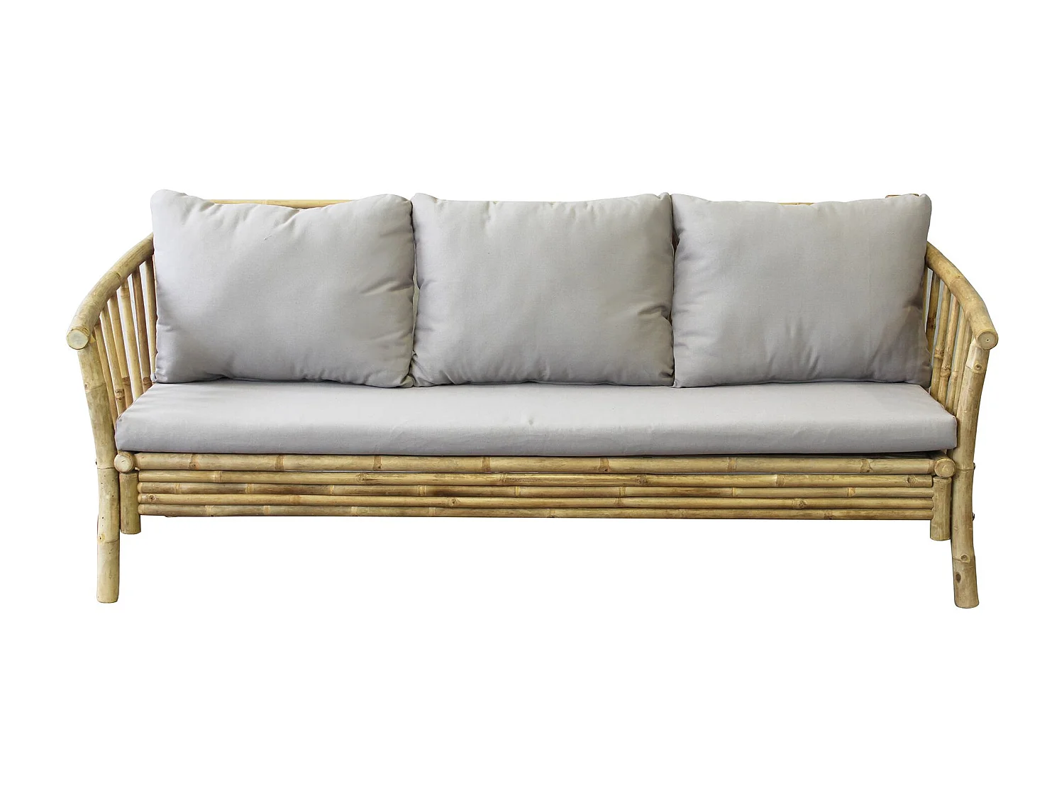 MilaniHome.it - divano da giardino in bamboo di design per esterno giardino cm 195 l x 67 p x 80 hdi coloreGrigio