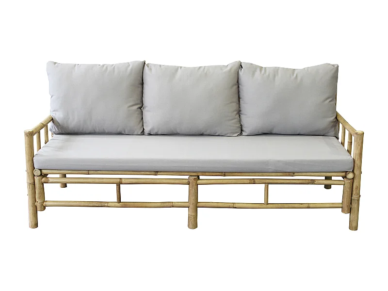 MilaniHome.it - divano da giardino in bamboo di design per esterno giardino cm 180 l x 70 p x 80 hdi coloreGrigio