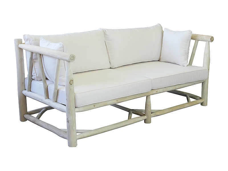 MilaniHome.it - divano da 3 posti da esterno in teak di design per esterno giardino cm 92 l x 180 p x 77 hdi coloreBianco