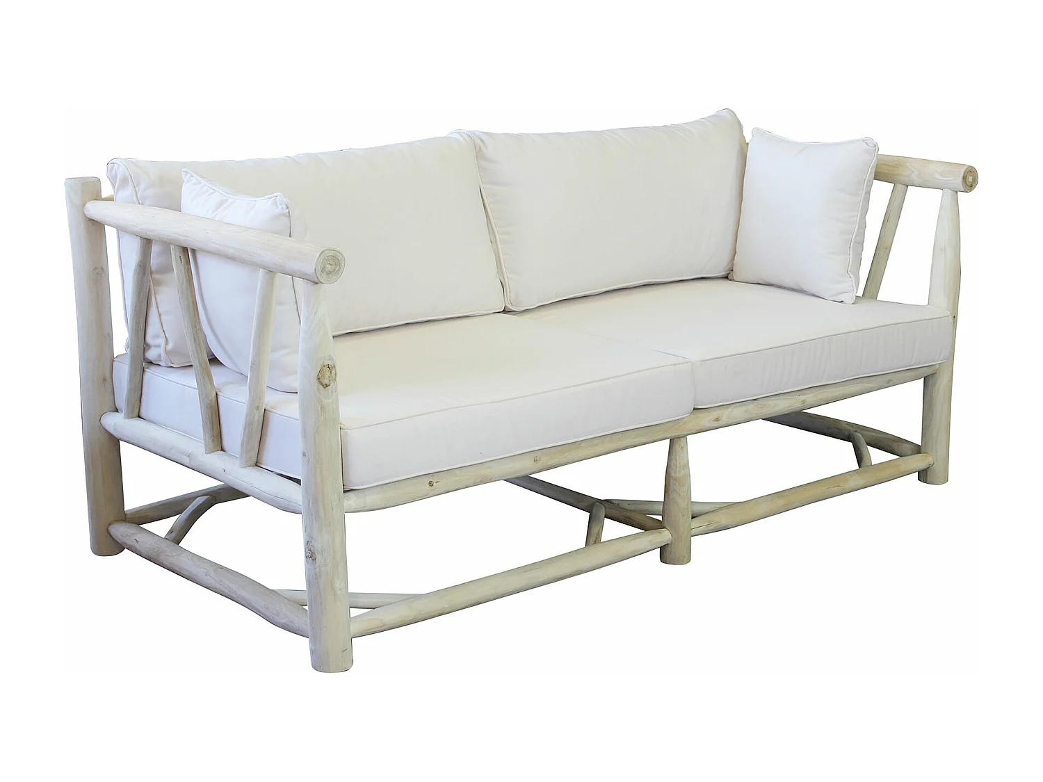 MilaniHome.it - divano da 3 posti da esterno in teak di design per esterno giardino cm 92 l x 180 p x 77 hdi coloreBianco