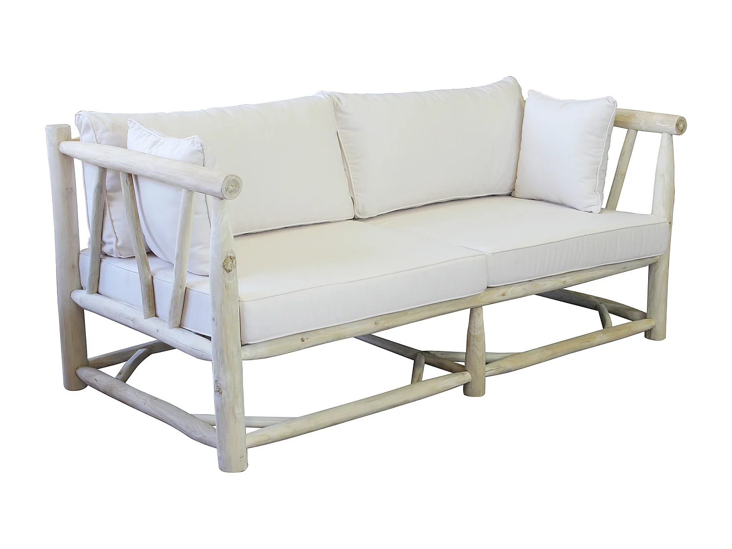 MilaniHome.it - divano da 3 posti da esterno in teak di design per esterno giardino cm 92 l x 180 p x 77 hdi coloreBianco