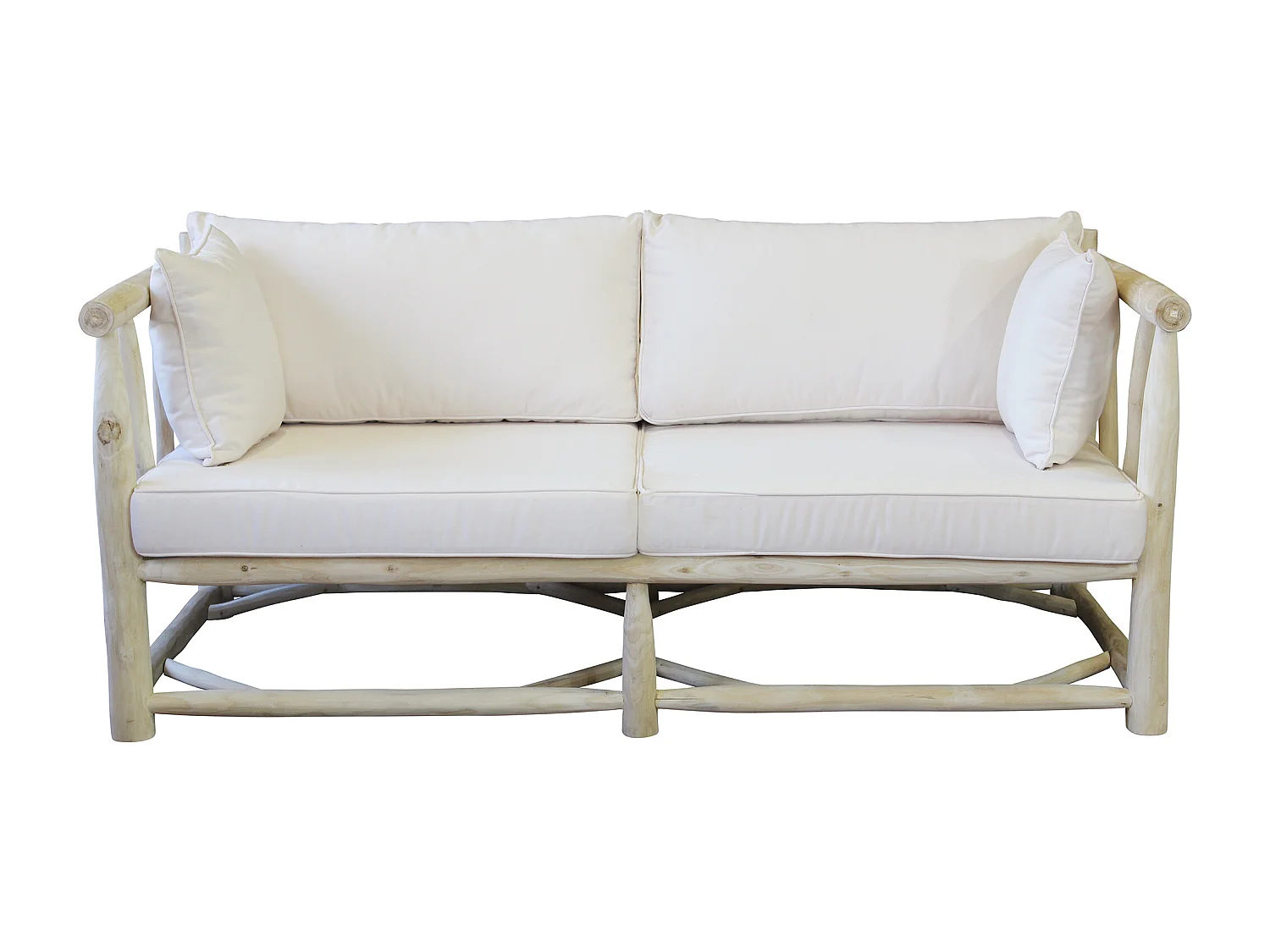 MilaniHome.it - divano da 3 posti da esterno in teak di design per esterno giardino cm 92 l x 180 p x 77 hdi coloreBianco