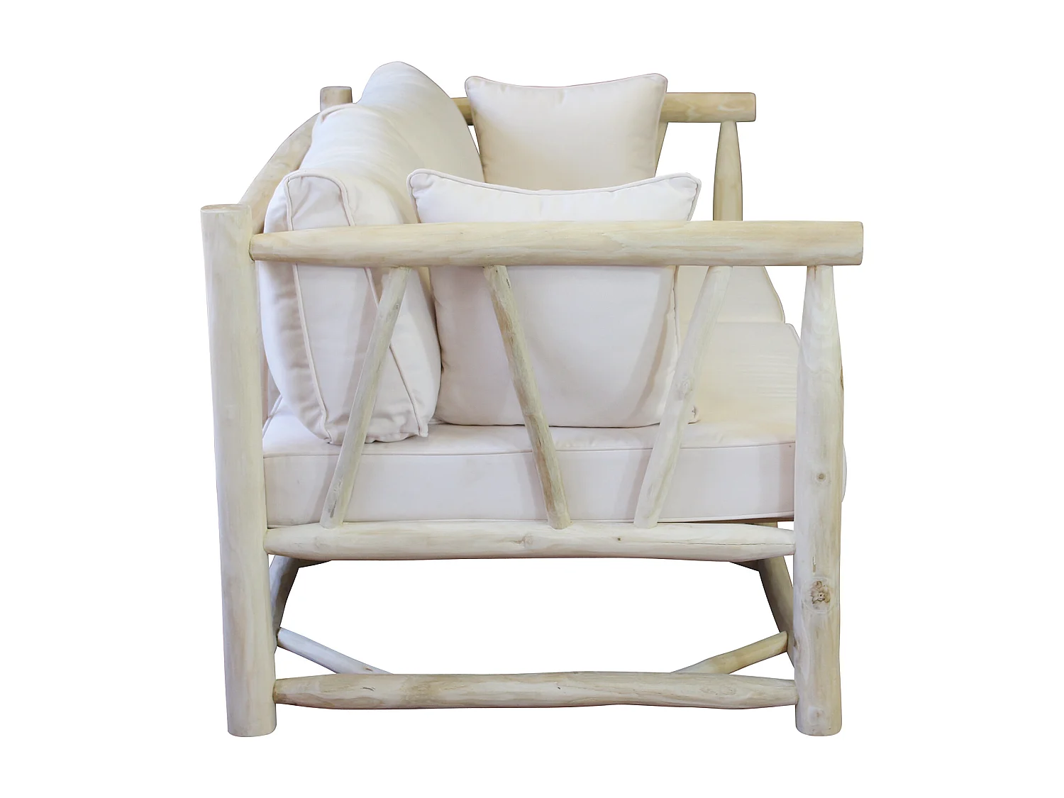 MilaniHome.it - divano da 3 posti da esterno in teak di design per esterno giardino cm 92 l x 180 p x 77 hdi coloreBianco