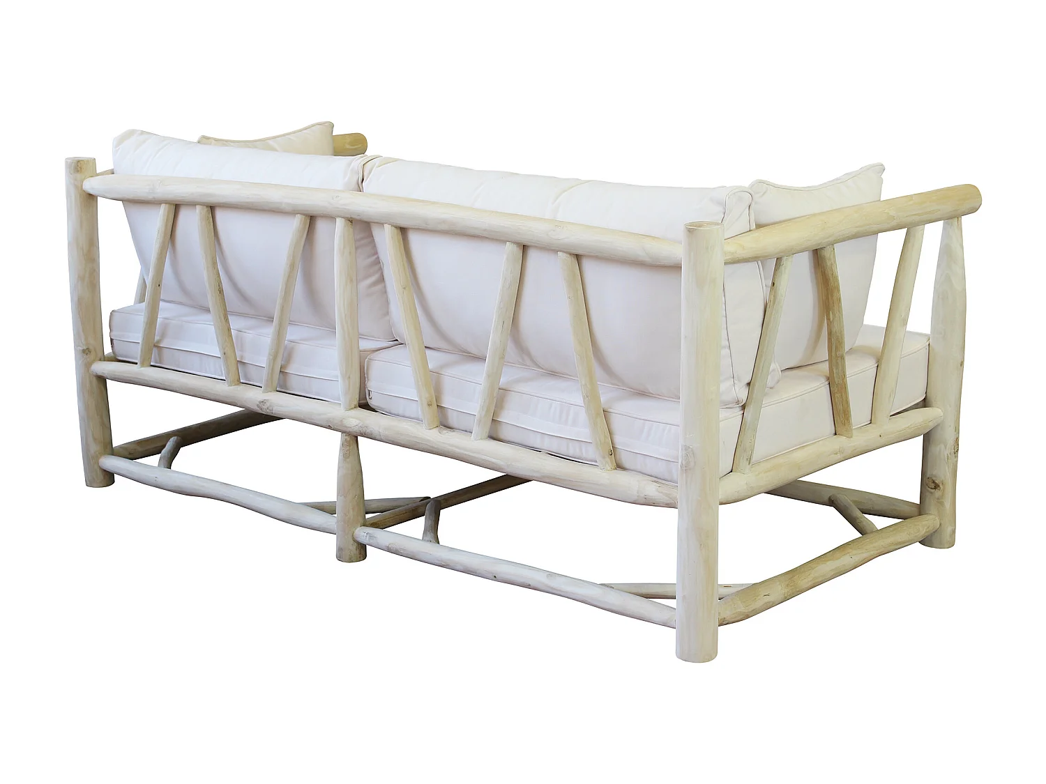 MilaniHome.it - divano da 3 posti da esterno in teak di design per esterno giardino cm 92 l x 180 p x 77 hdi coloreBianco