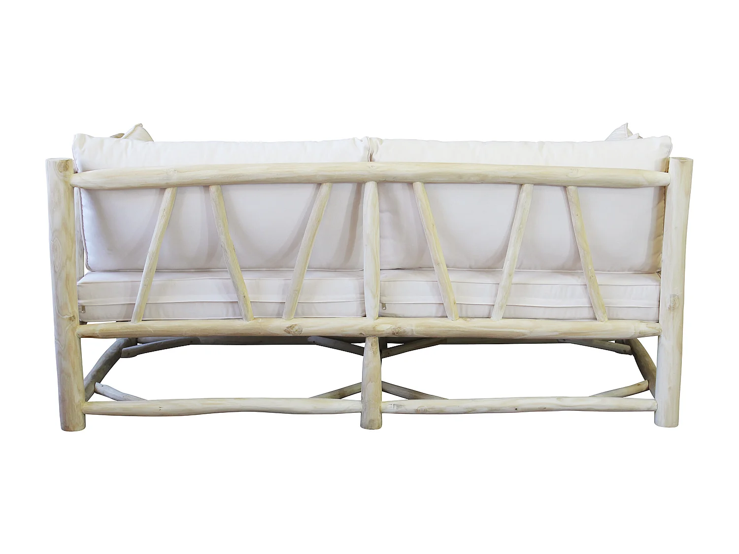 MilaniHome.it - divano da 3 posti da esterno in teak di design per esterno giardino cm 92 l x 180 p x 77 hdi coloreBianco