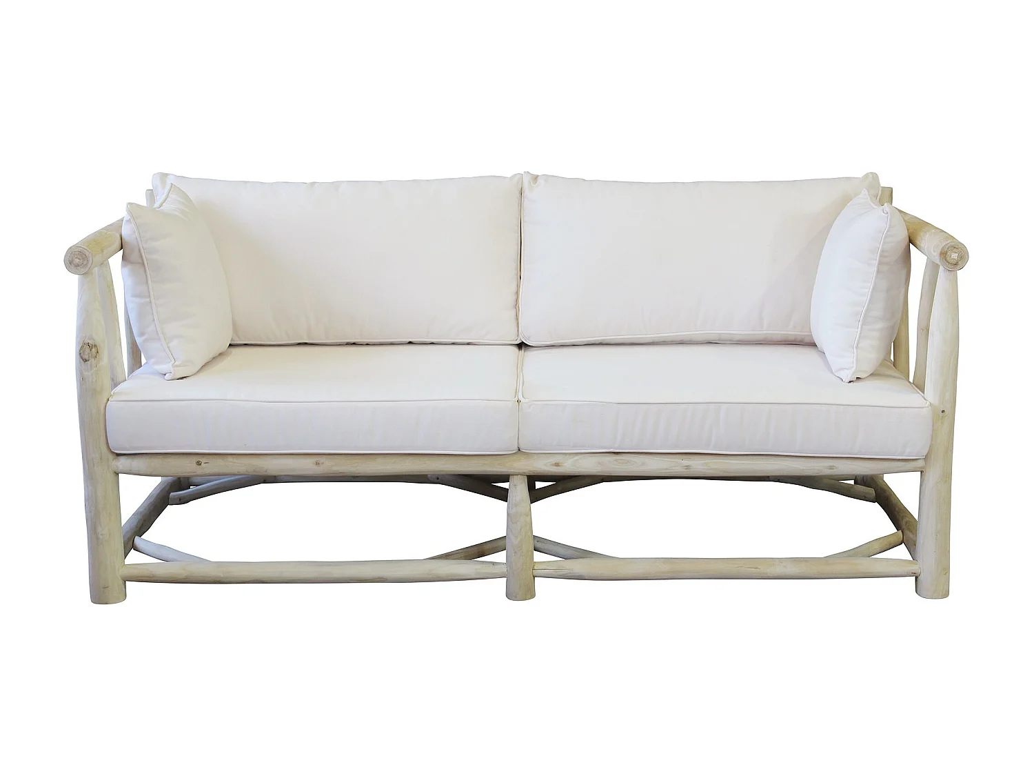 MilaniHome.it - divano da 3 posti da esterno in teak di design per esterno giardino cm 92 l x 180 p x 77 hdi coloreBianco