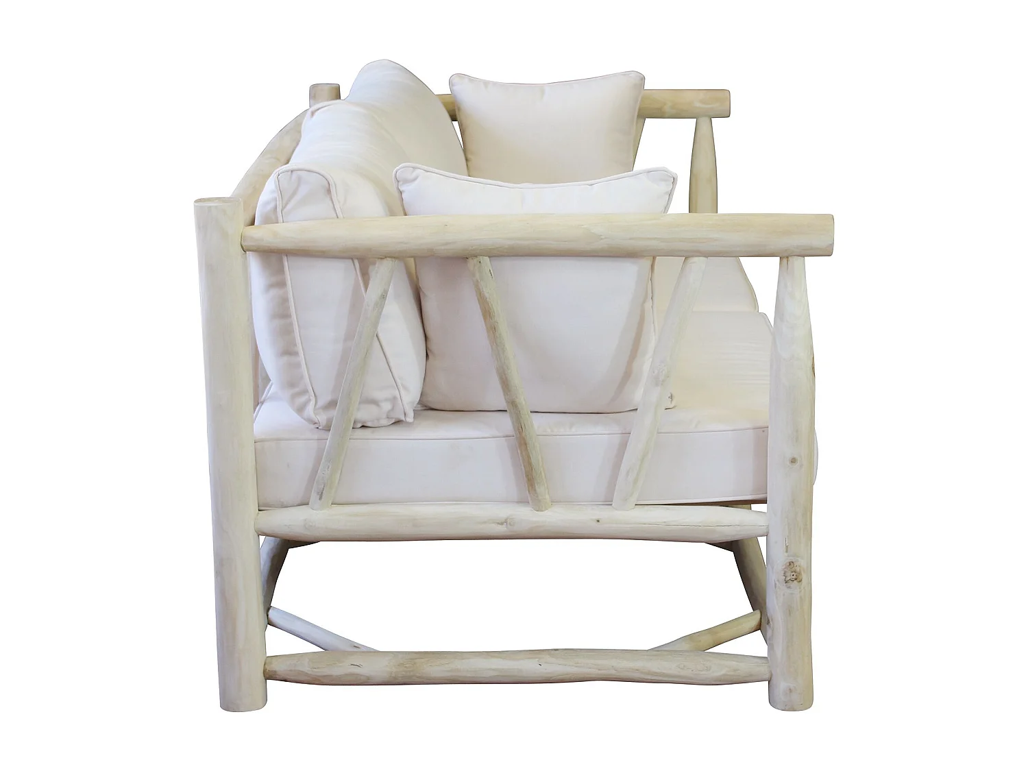 MilaniHome.it - divano da 3 posti da esterno in teak di design per esterno giardino cm 92 l x 180 p x 77 hdi coloreBianco