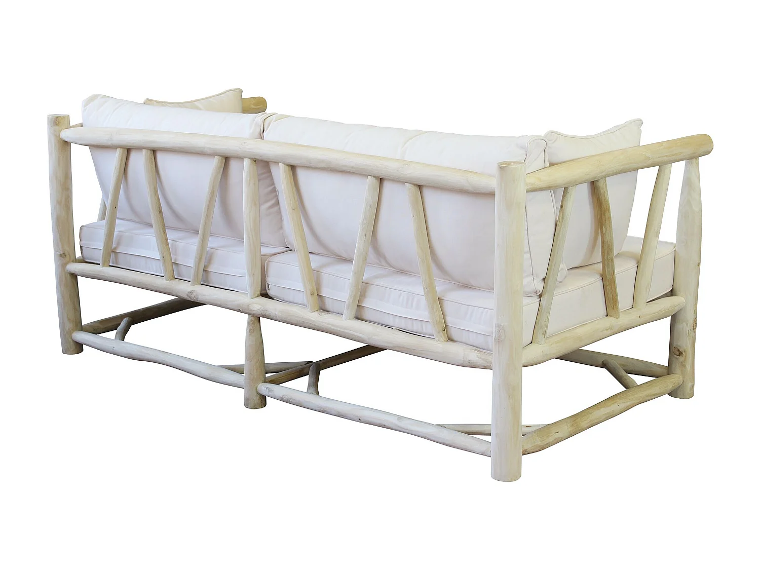 MilaniHome.it - divano da 3 posti da esterno in teak di design per esterno giardino cm 92 l x 180 p x 77 hdi coloreBianco