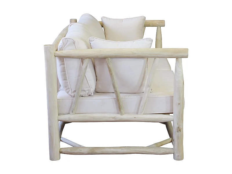 MilaniHome.it - divano da 3 posti da esterno in teak di design per esterno giardino cm 92 l x 180 p x 77 hdi coloreBianco