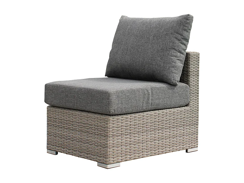 MilaniHome.it - poltrona centrale per salotto modulare da esterno in alluminio e wicker di design per esterno giardino cm 62 l x 77 p x 65 hdi coloreGrigio