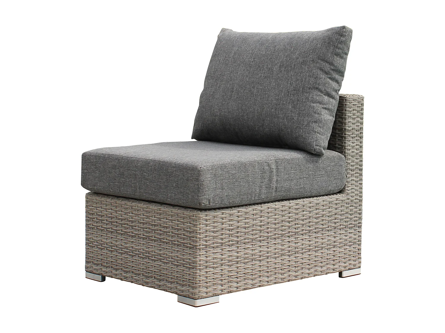 MilaniHome.it - poltrona centrale per salotto modulare da esterno in alluminio e wicker di design per esterno giardino cm 62 l x 77 p x 65 hdi coloreGrigio