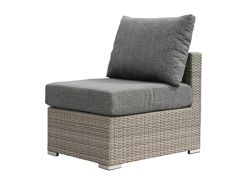 MilaniHome.it - poltrona centrale per salotto modulare da esterno in alluminio e wicker di design per esterno giardino cm 62 l x 77 p x 65 hdi coloreGrigio