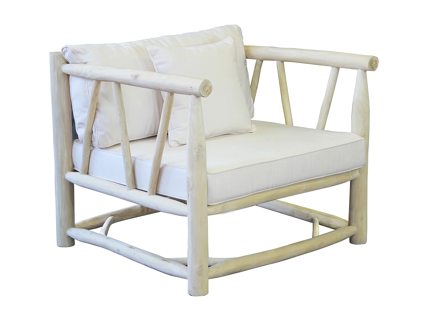 MilaniHome.it - poltrona da esterno in teak di design per esterno giardino cm 92 l x 92 p x 77 hdi coloreBianco