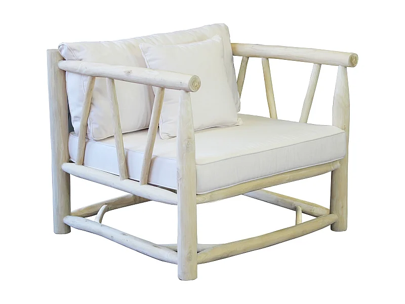 MilaniHome.it - poltrona da esterno in teak di design per esterno giardino cm 92 l x 92 p x 77 hdi coloreBianco