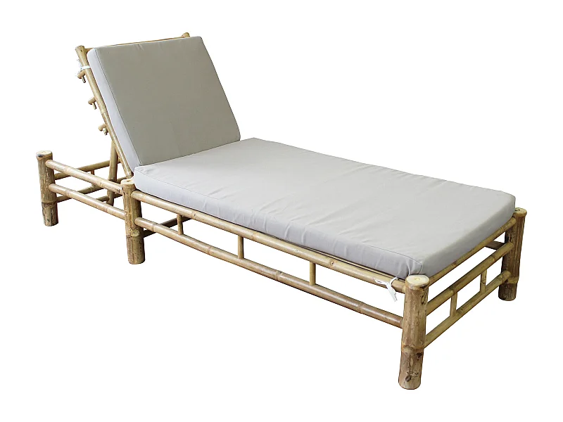 MilaniHome.it - lettino da giardino in bamboo di design per esterno giardino cm 80 l x 210 p x 36 hdi coloreGrigio