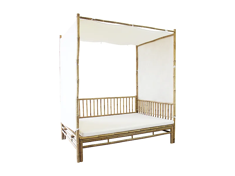 MilaniHome.it - divano letto da giardino in bamboo di design per esterno giardino cm 210 l x 150 p x 240 hdi coloreBianco