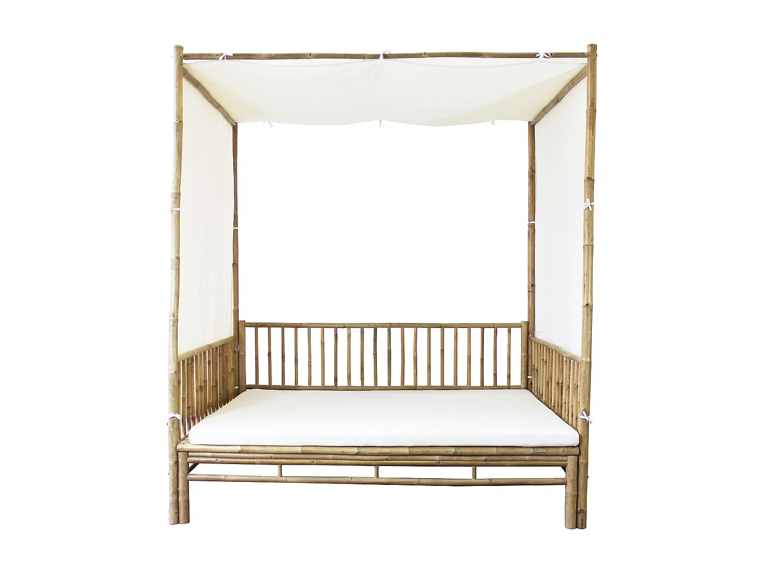 MilaniHome.it - divano letto da giardino in bamboo di design per esterno giardino cm 210 l x 150 p x 240 hdi coloreBianco