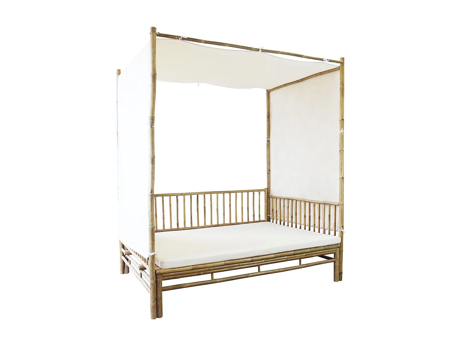 MilaniHome.it - divano letto da giardino in bamboo di design per esterno giardino cm 210 l x 150 p x 240 hdi coloreBianco