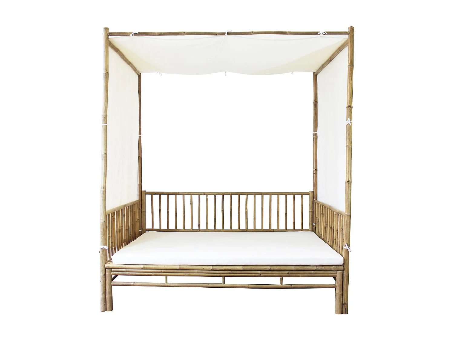 MilaniHome.it - divano letto da giardino in bamboo di design per esterno giardino cm 210 l x 150 p x 240 hdi coloreBianco
