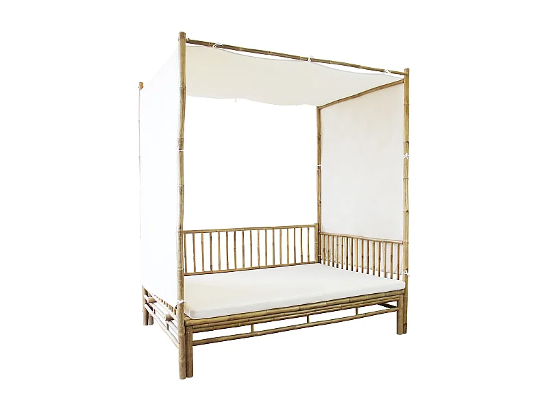 MilaniHome.it - divano letto da giardino in bamboo di design per esterno giardino cm 210 l x 150 p x 240 hdi coloreBianco