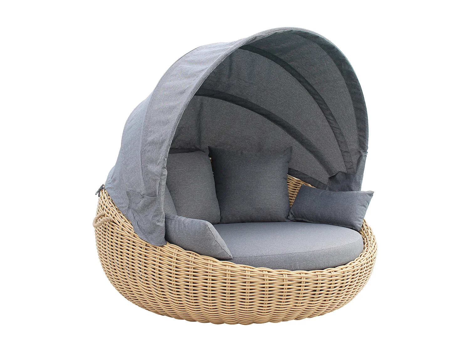 MilaniHome.it - conchiglione da esterno in alluminio e wicker di design per esterno giardino cm 170 l x 170 p x 94 hdi coloreGrigio