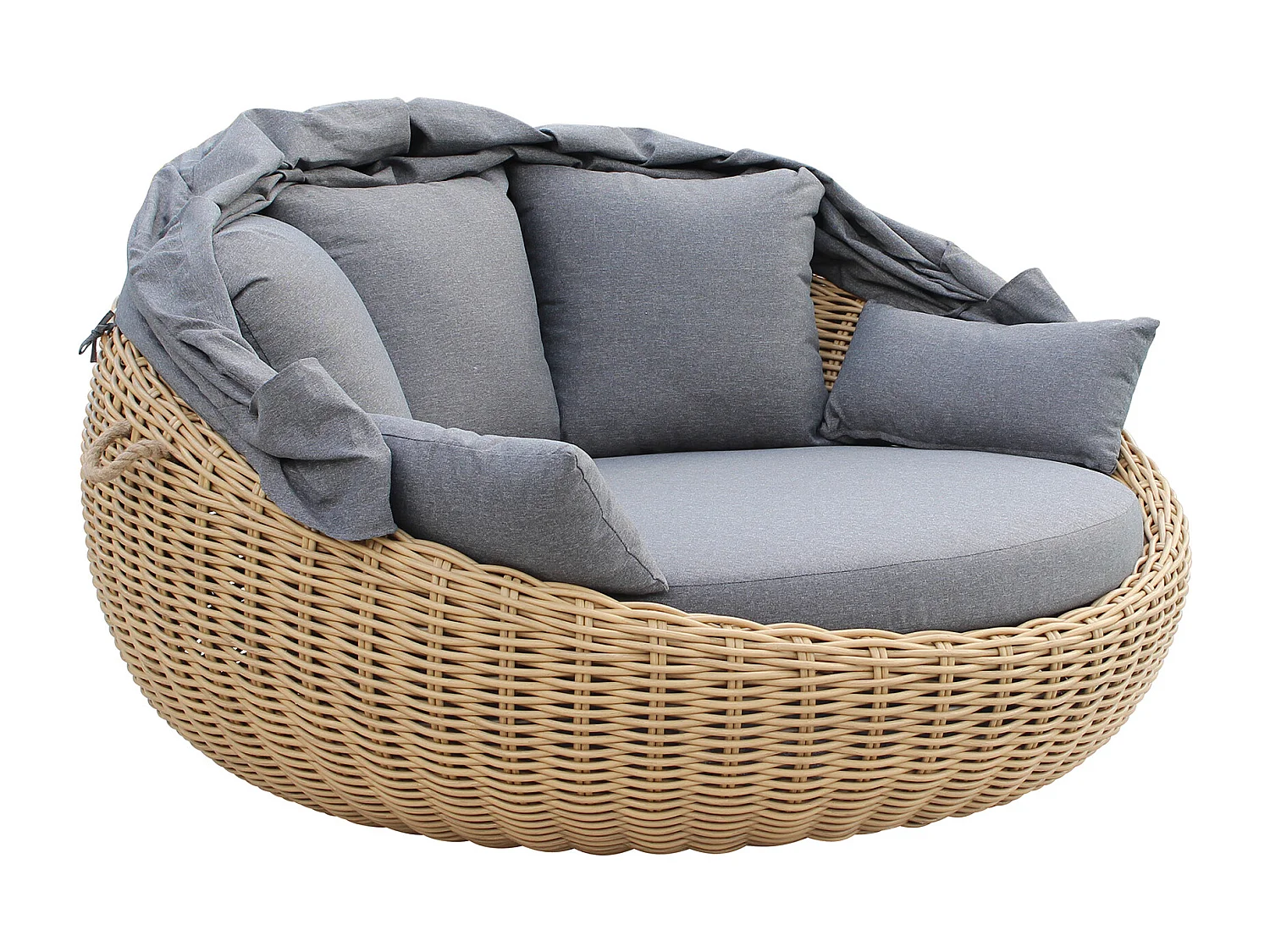 MilaniHome.it - conchiglione da esterno in alluminio e wicker di design per esterno giardino cm 170 l x 170 p x 94 hdi coloreGrigio