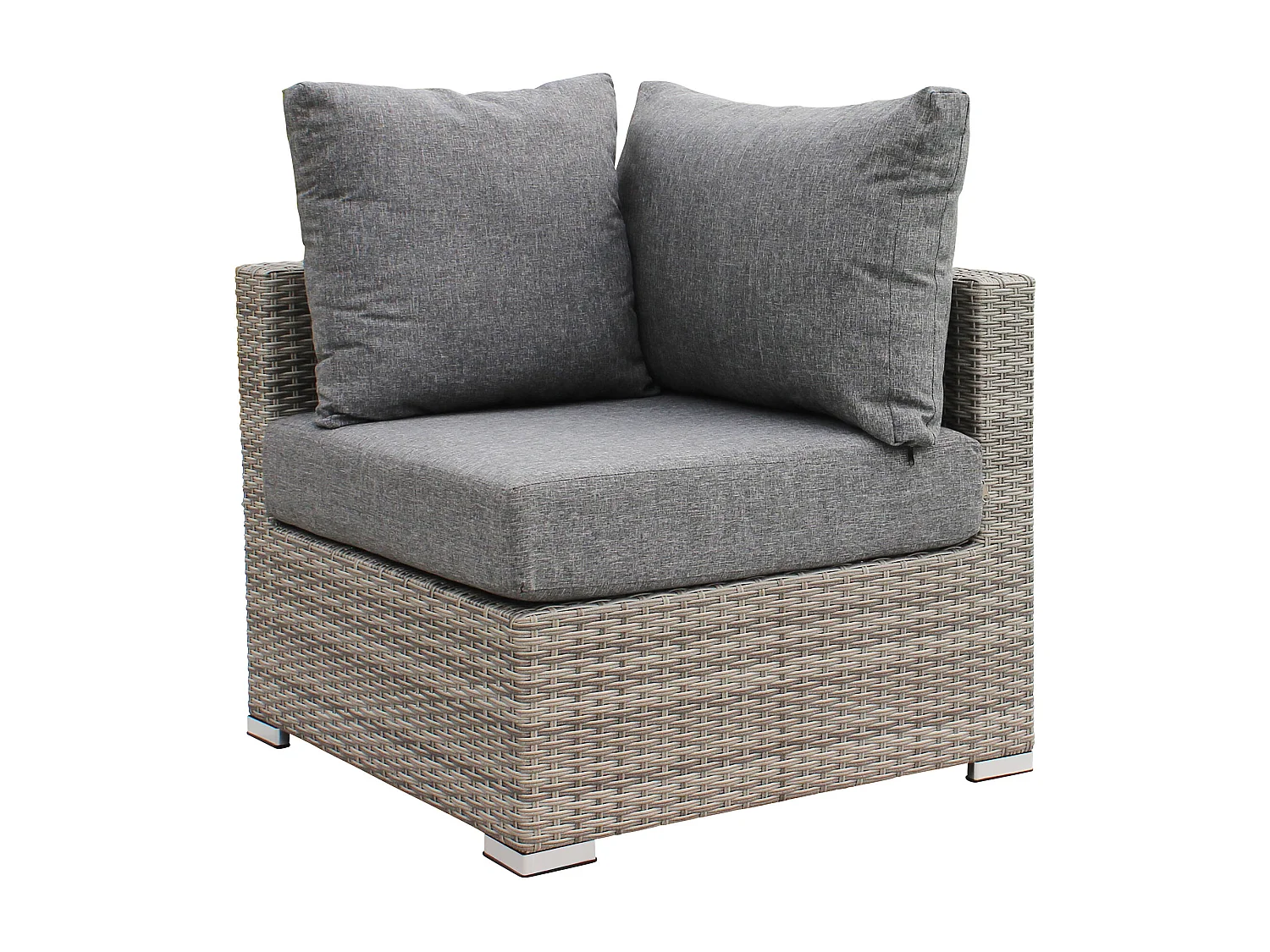 MilaniHome.it - poltrona angolare per salotto modulare da esterno in alluminio e wicker di design per esterno giardino cm 77 l x 77 p x 65 hdi coloreGrigio