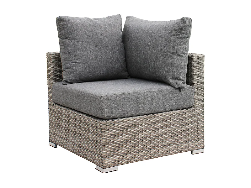 MilaniHome.it - poltrona angolare per salotto modulare da esterno in alluminio e wicker di design per esterno giardino cm 77 l x 77 p x 65 hdi coloreGrigio