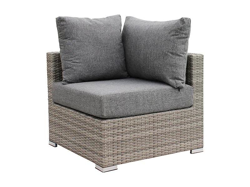 MilaniHome.it - poltrona angolare per salotto modulare da esterno in alluminio e wicker di design per esterno giardino cm 77 l x 77 p x 65 hdi coloreGrigio