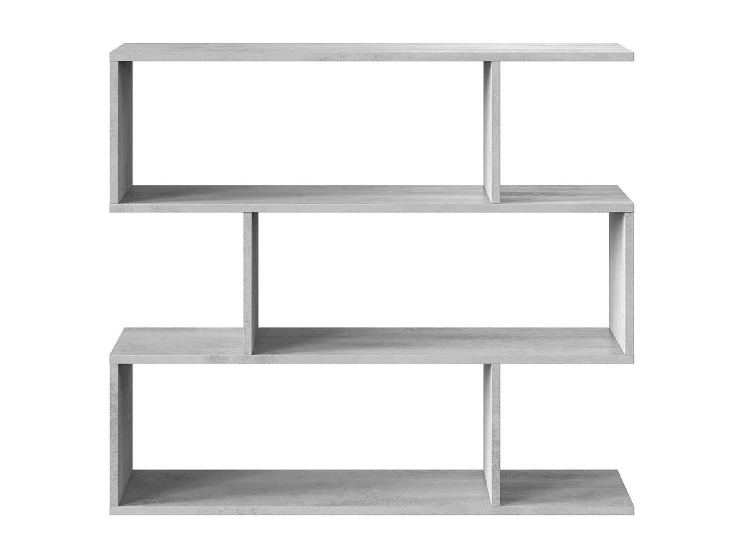 Bibliothèque, étagère basse 3 niveaux en bois mélaminé couleur ciment- Longueur 110 x Hauteur 97 x Profondeur 24 cm