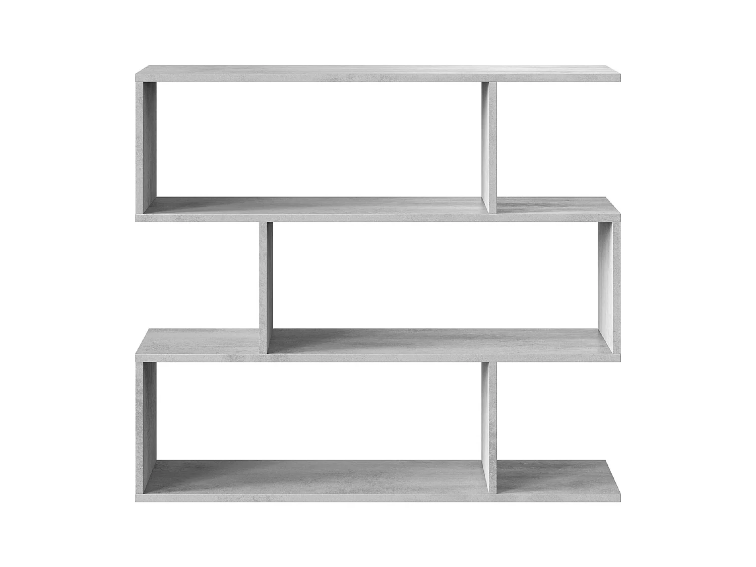 Bibliothèque, étagère basse 3 niveaux en bois mélaminé couleur ciment- Longueur 110 x Hauteur 97 x Profondeur 24 cm