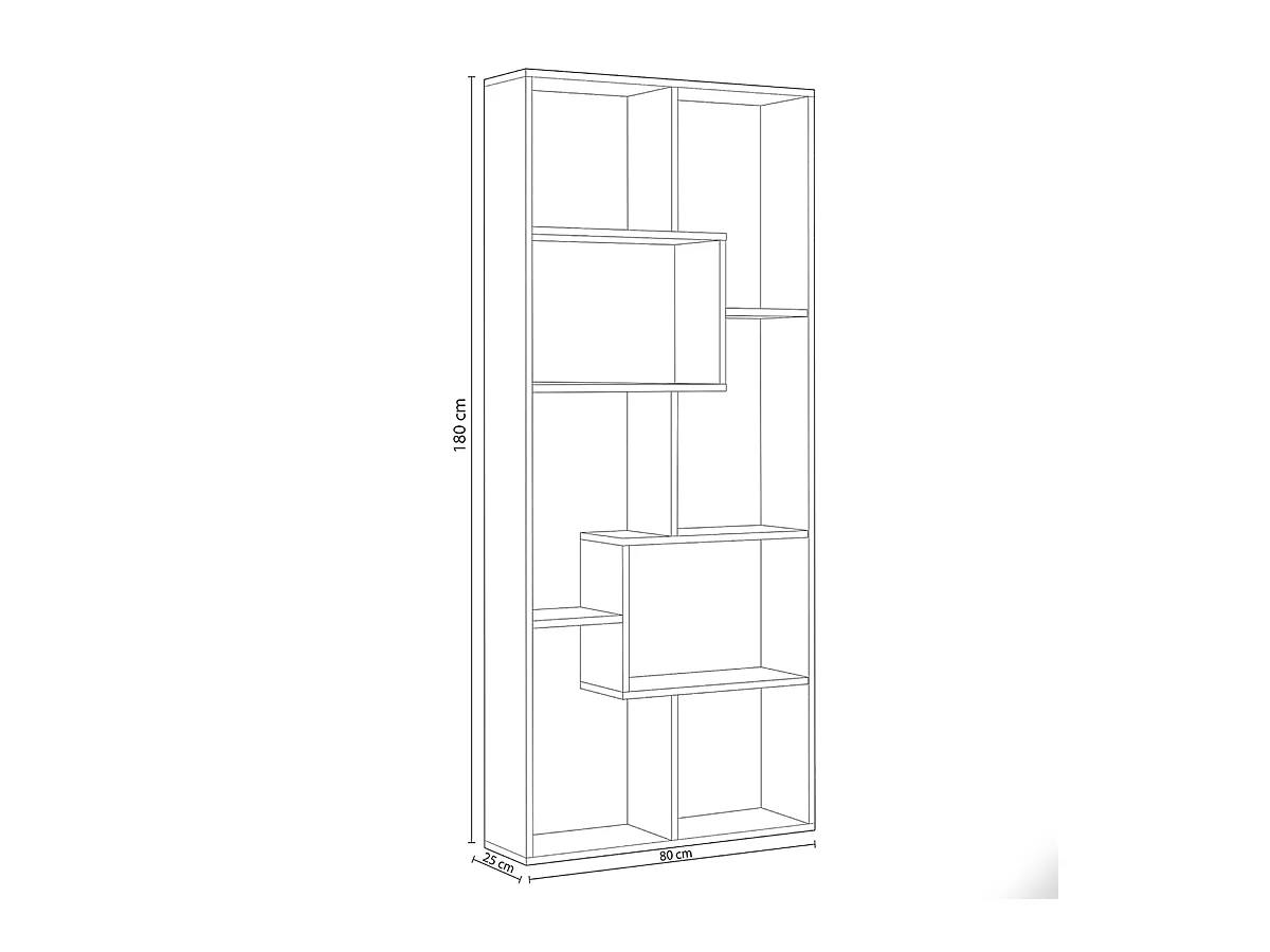 Bibliothèque multipositions horizontale et verticale couleur Blanc artic/ Effet industriel vieilli - Longueur 180 x Hauteur 80 x Profondeur 25 cm