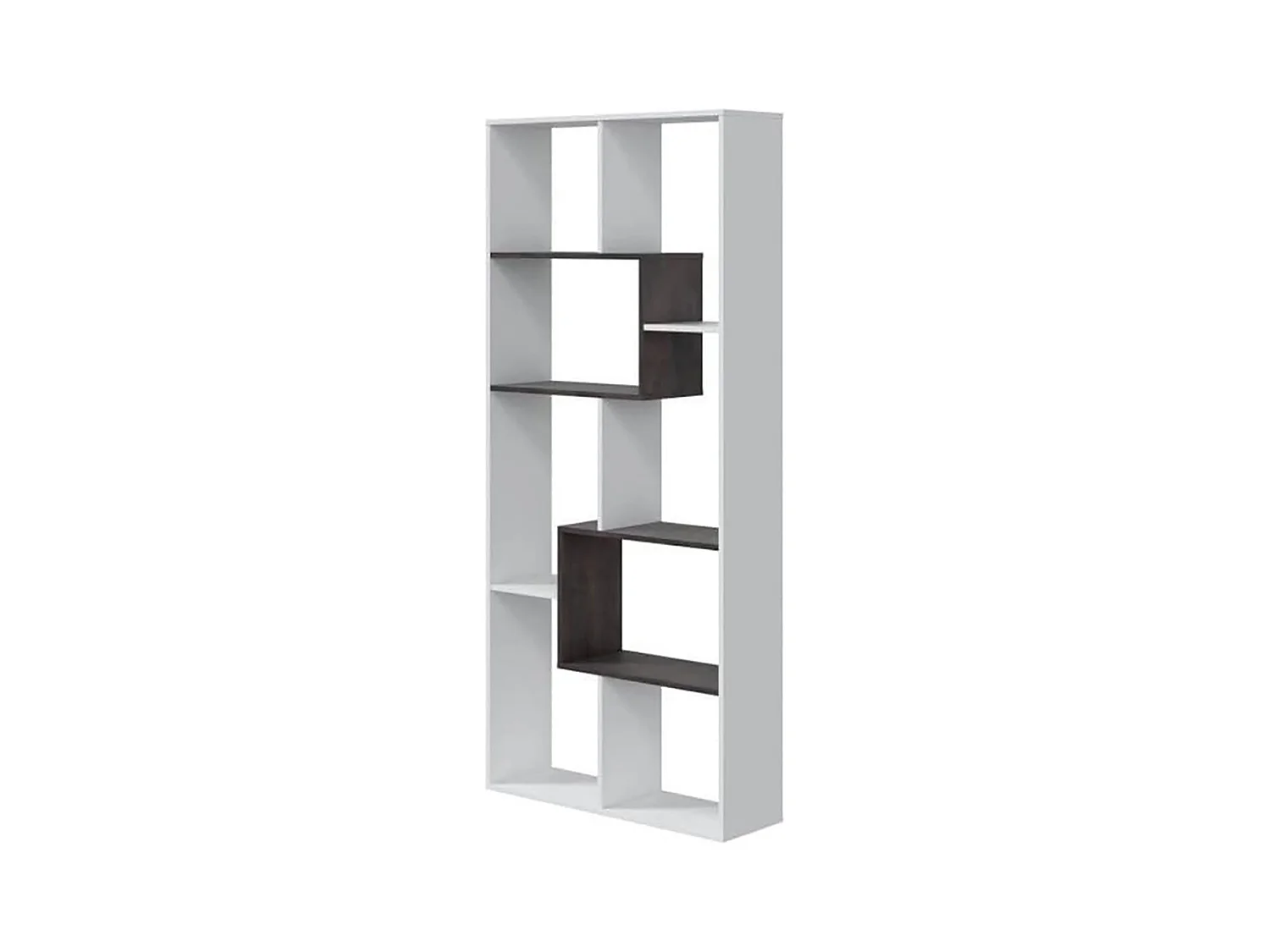 Bibliothèque multipositions horizontale et verticale couleur Blanc artic/ Effet industriel vieilli - Longueur 180 x Hauteur 80 x Profondeur 25 cm