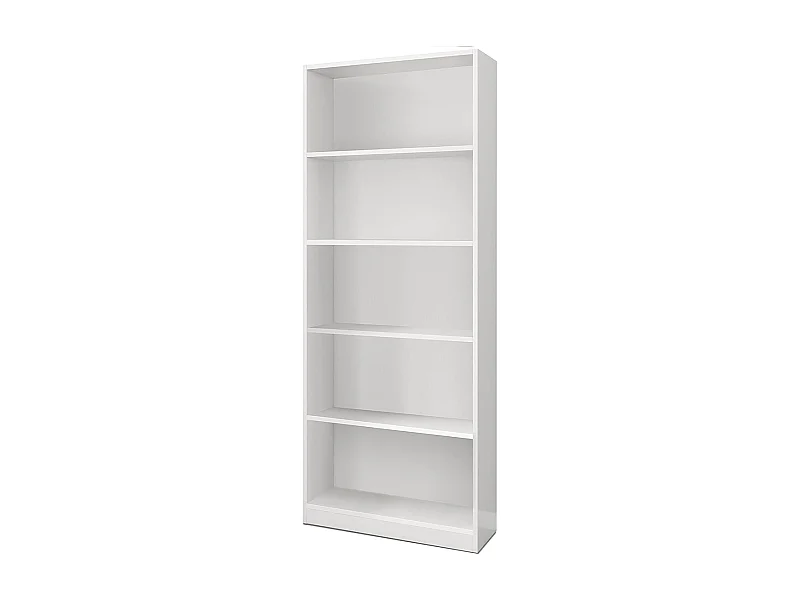 Bibliothèque avec 4 étagères de rangement couleur Blanc artic - Longueur 80 x Hauteur 201 x Profondeur 28 cm