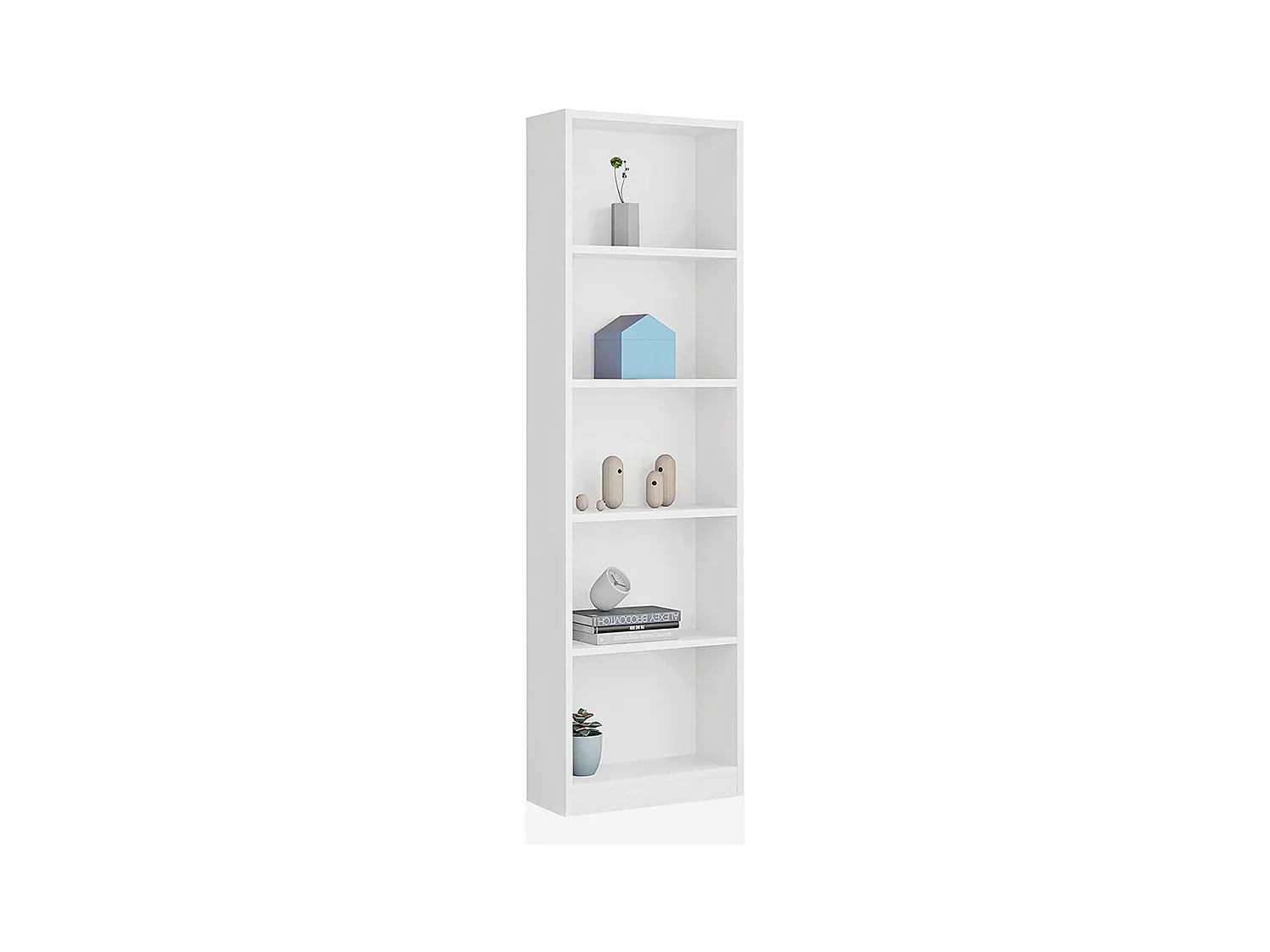 Étagère murale avec 5 Cases couleur Blanc Artic - Longueur 52 x Hauteur 180 x Profondeur 25 cm