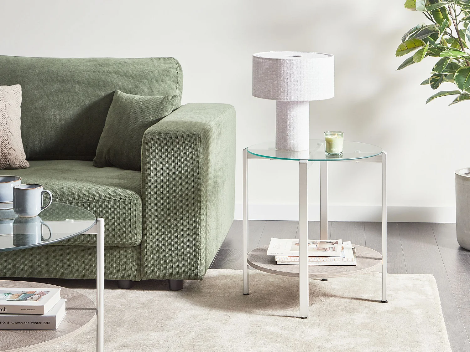 Table d'appoint LOVELL Verre de sécurité Argenté