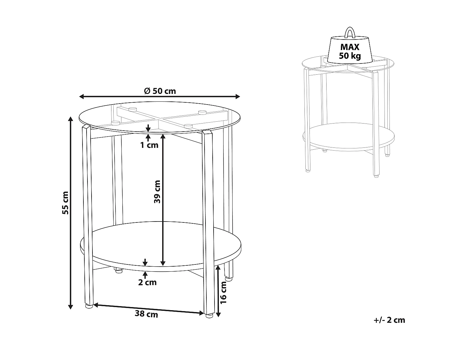 Beistelltisch LOVELL Sicherheitsglas Silber