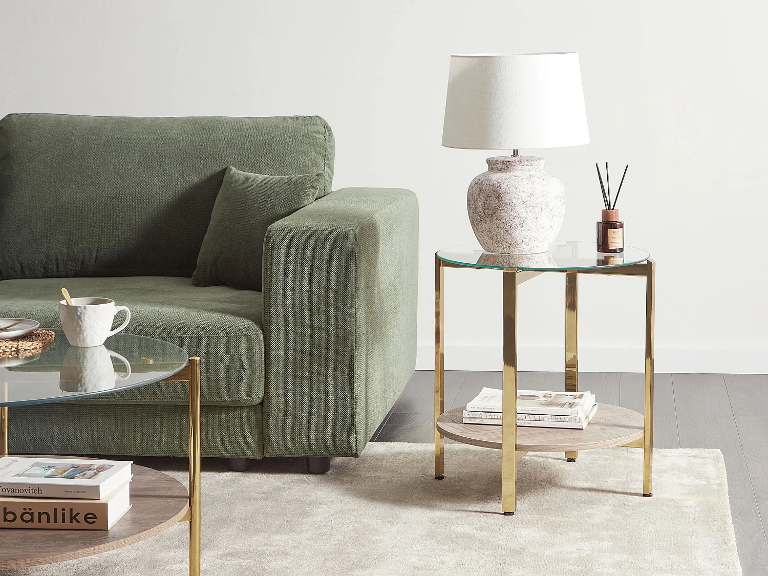 Beistelltisch LOVELL Sicherheitsglas Gold