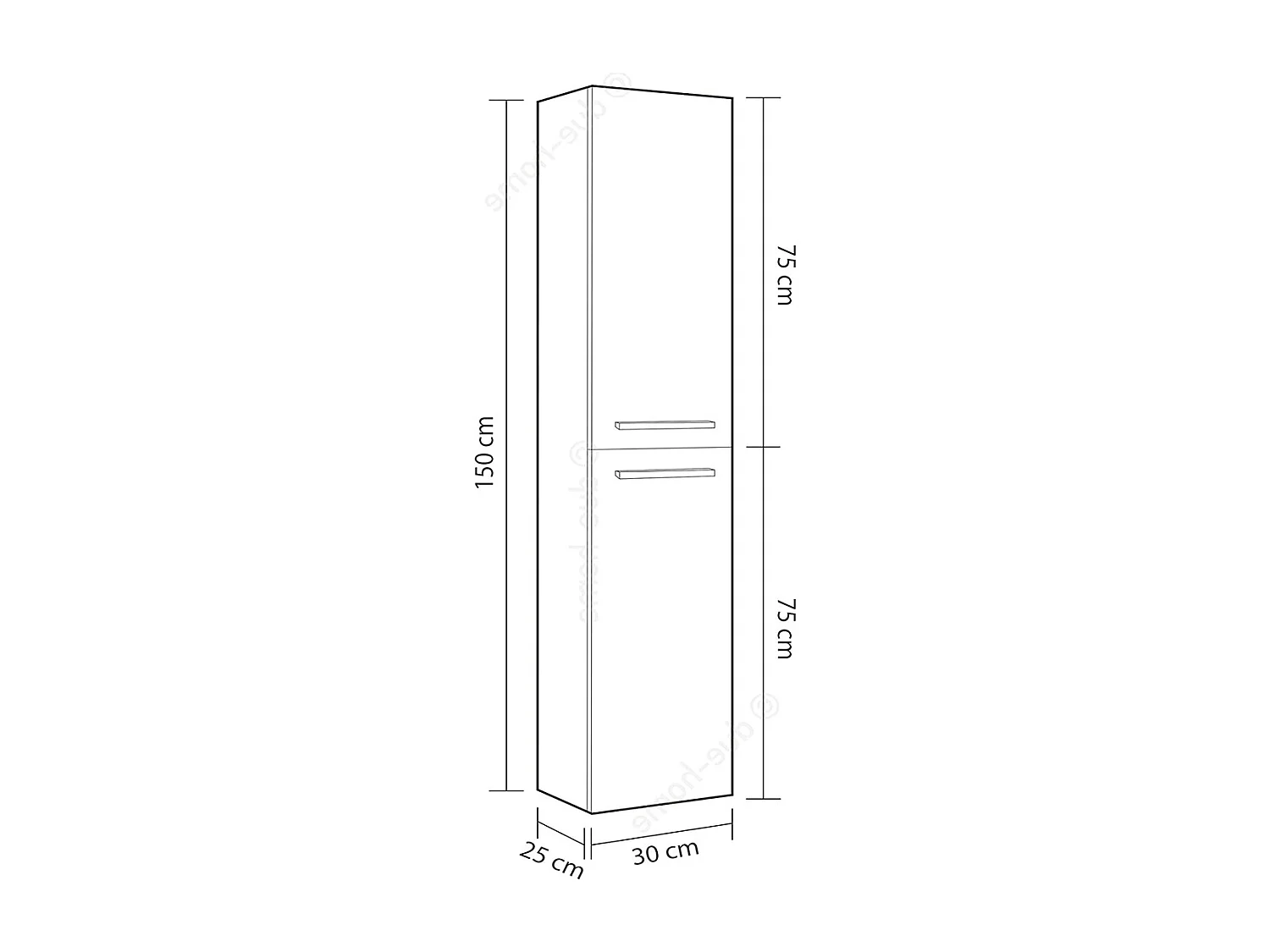 Colonne salle de bain Suspendue avec 2 Portes couleur Alaska chêne à nœuds - Longueur 30 x Hauteur 150 x Profondeur 25 cm
