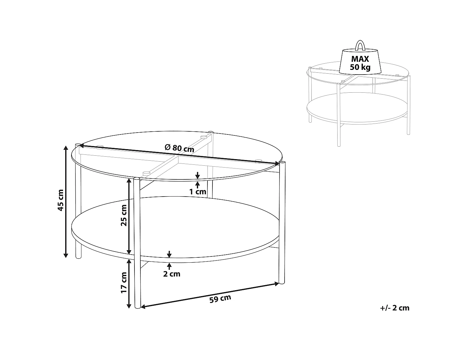 Salontafel LOVELL Veiligheidsglas Zilver